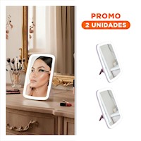 Pack2 Espejo Iluminado Led Tactil para Maquillaje Blanco Moderno